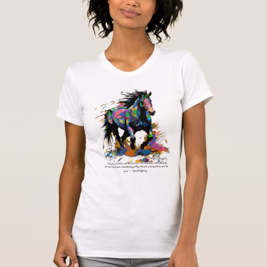 "Een paard houdt van vrijheid! T-shirt (Voorkant)