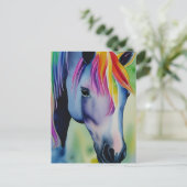 Een paard in leuke kleuren briefkaart (Staand voorkant)