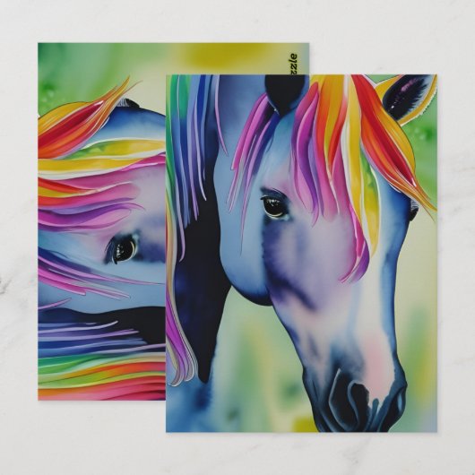 Een paard in leuke kleuren briefkaart (Voorkant / Achterkant)