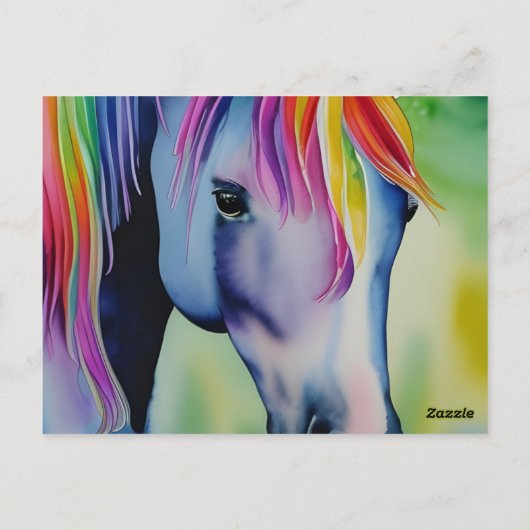 Een paard in leuke kleuren briefkaart (Achterkant)