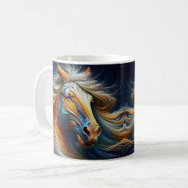 Een paard met een briesje. koffiemok