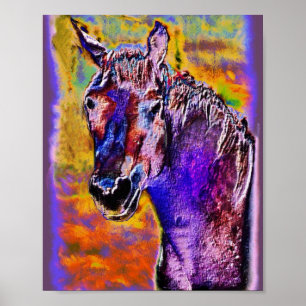 Een paard met vele kleuren poster