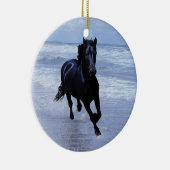 Een paard met vrije kerstboom keramisch ornament (Rechts)