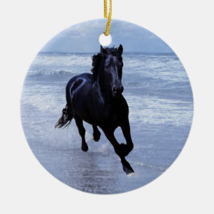 Een paard met vrije kerstboom keramisch ornament