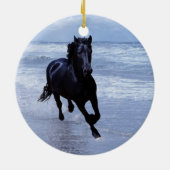 Een paard met vrije kerstboom keramisch ornament (Achterkant)