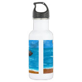 een paard op de strand waterfles (Achterkant)