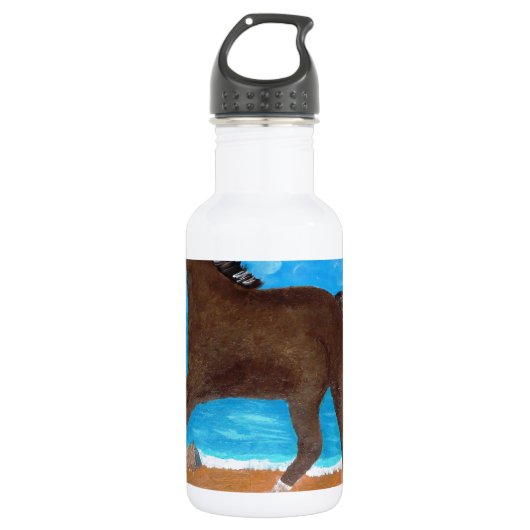 een paard op de strand waterfles (Voorkant)