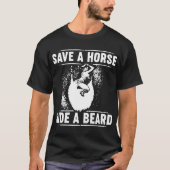 een paard op een baard t-shirt (Voorkant)