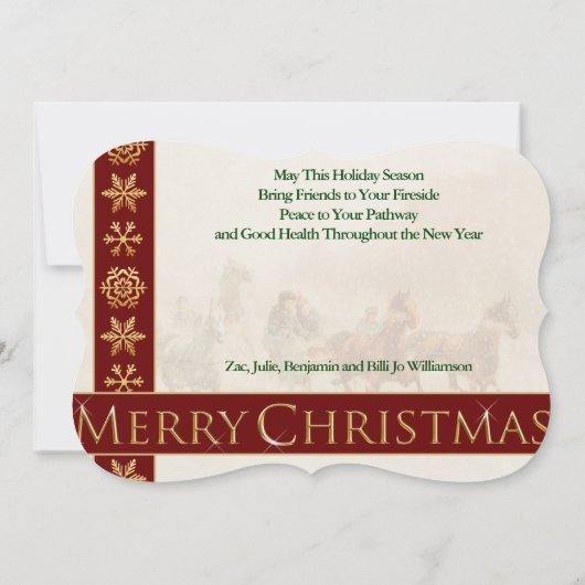 Eén paard Open Sleigh Race  Fancy Knippen Feestdagenkaart (Achterkant)