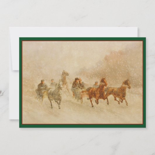 Eén paard Open Sleigh Race  Gepersonaliseerd Feestdagenkaart (Voorkant)