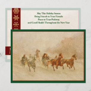 Eén paard Open Sleigh Race  Gepersonaliseerd Feestdagenkaart