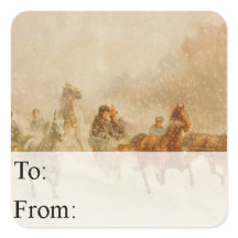 Eén paard Open Sleigh Race  Gift Label