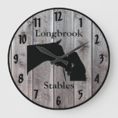 Een Paarden Liefde  Barnwood gestikt Grote Klok (Voorkant)