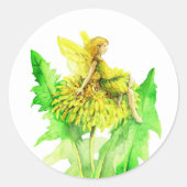 Een paardenbloem Fairy waterverf schilderij Ronde Sticker (Voorkant)
