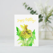 Een paardenbloem Fee aquarel schilderij Briefkaart (Staand voorkant)