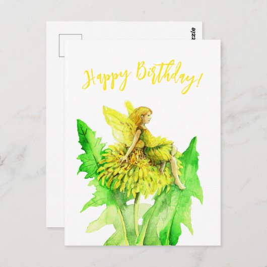 Een paardenbloem Fee aquarel schilderij Briefkaart (Voorkant / Achterkant)