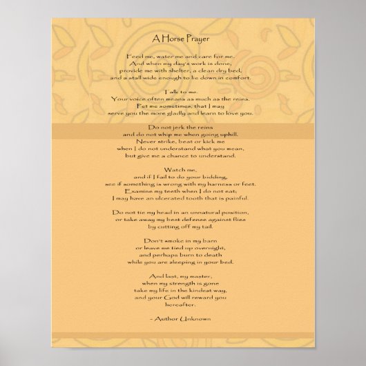 Een paardengebed - afdrukken poster (Voorkant)