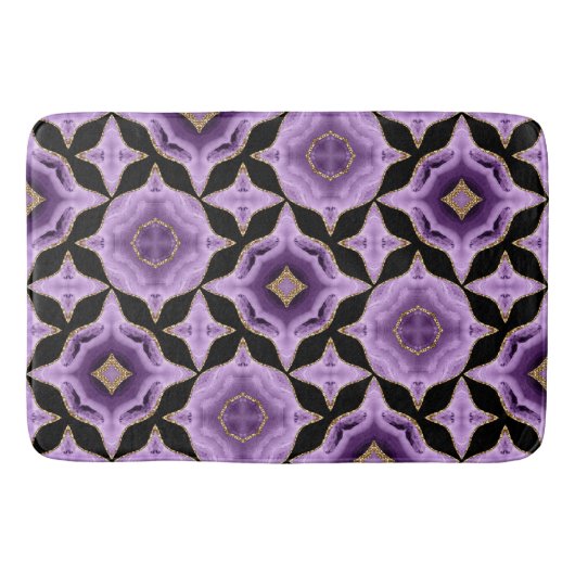 Een paars amethyst goud en zwart abstract badmat (Voorkant)