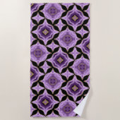 Een paars amethyst goud en zwart abstract strandlaken (Voorkant)