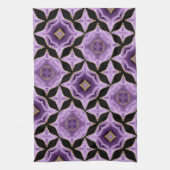 Een paars amethyst goud en zwart abstract theedoek (Verticaal)