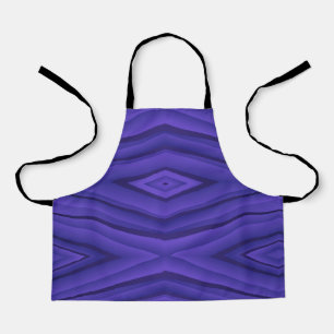 Een paars en zwart geometrisch gedessineerd schort