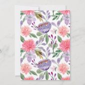 Een Paars meisje met een snoepje en een roze Baby  Kaart (Achterkant)