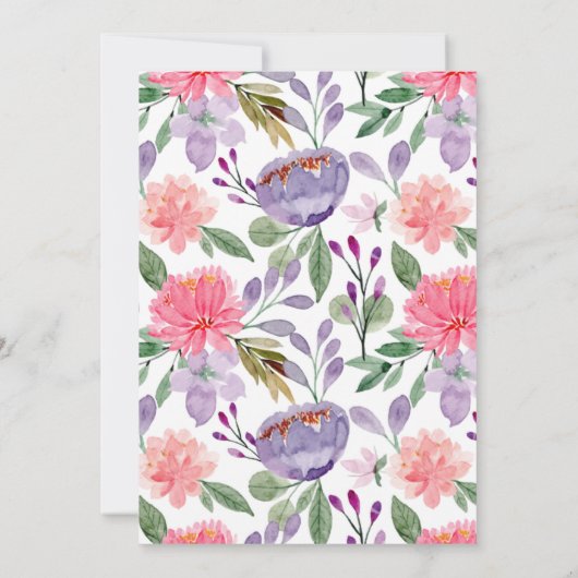 Een Paars meisje met een snoepje en een roze Baby  Kaart (Achterkant)