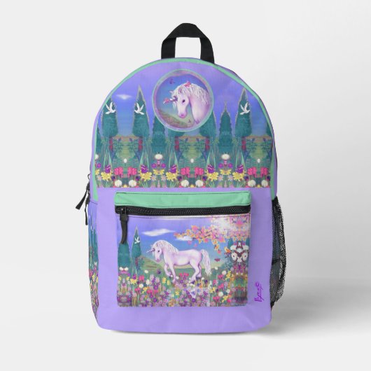 Een paars paradijs bedrukte rugzak (Voorkant)