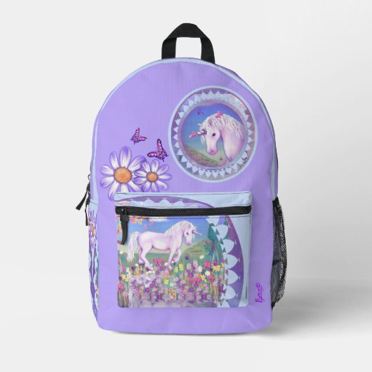 Een paars paradijs bedrukte rugzak (Voorkant)