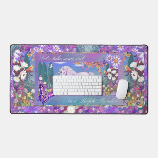 Een paars paradijs bureaumat (Keyboard & Muis)