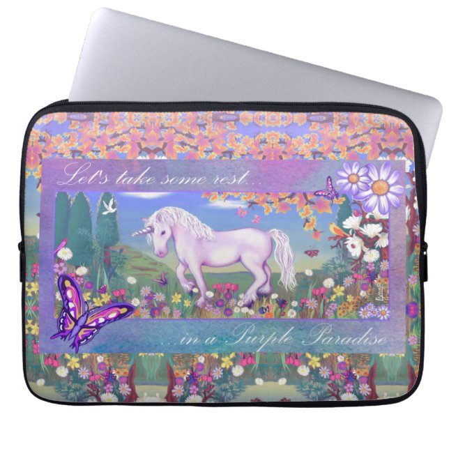 Een paars paradijs laptop sleeve (Voorkant)