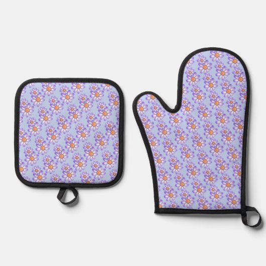 Een paars paradijs ovenwant & pannenlap set (Voorkant)