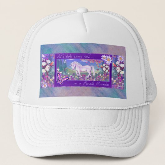 Een paars paradijs trucker pet (Voorkant)