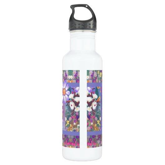 Een paars paradijs waterfles  (Achterkant)