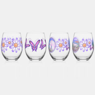 Een paars paradijs wijnglas zonder voet