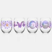 Een paars paradijs wijnglas zonder voet (Links)