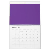 Een paarse achtergrond met een witte rand kalender (Feb 2027)