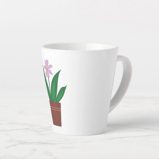 Een Paarse bloem in een pot Latte Mok (Rechterhoek)