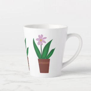 Een Paarse bloem in een pot latte Mok