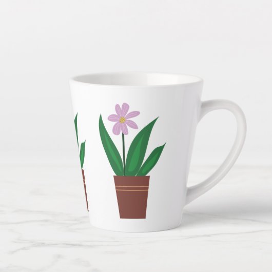 Een Paarse bloem in een pot latte Mok (Rechts)