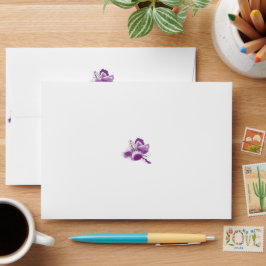 een paarse bloem met een witte achtergrond envelop