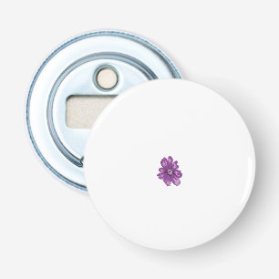 Een paarse bloem op een witte achtergrond button flesopener