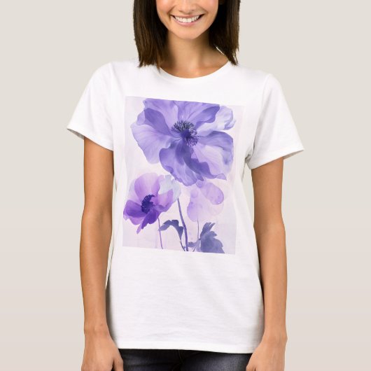 een paarse bloem-patterned T-shirt (Voorkant)