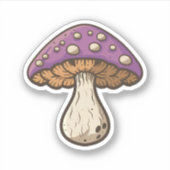 Een paarse cottagecore paddenstoel sticker (Voorkant)