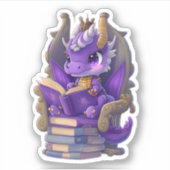 Een Paarse Dragon Reading Sticker (Voorkant)