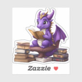 Een Paarse Dragon Reading Sticker (Vel)