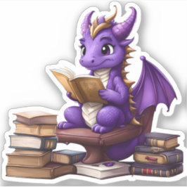 Een Paarse Dragon Reading Sticker