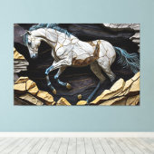 Een paarse galoping op de Rocks Canvas Print (Insitu (Houten vloer))