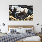 Een paarse galoping op de Rocks Canvas Print (Insitu (Slaapkamer))