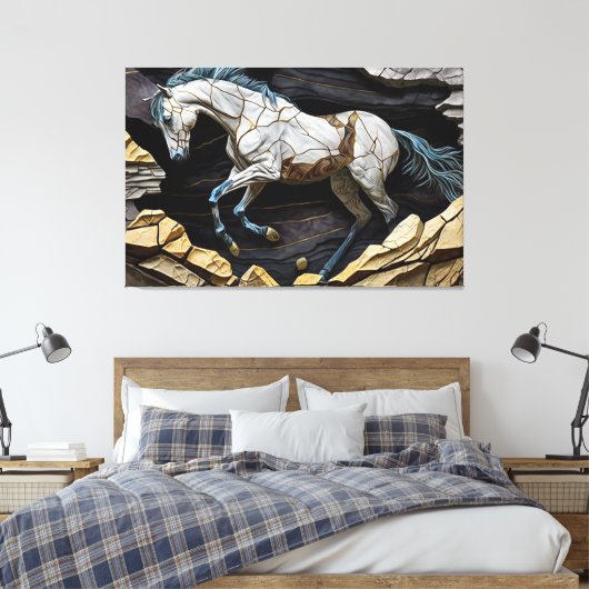 Een paarse galoping op de Rocks Canvas Print (Insitu (Slaapkamer))